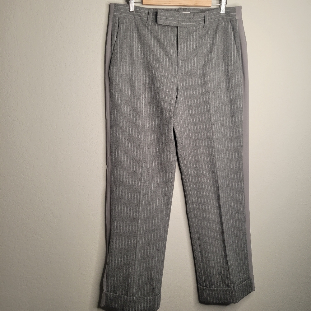 Micheal kors collection gray pant with stripes straight wide legs si 6